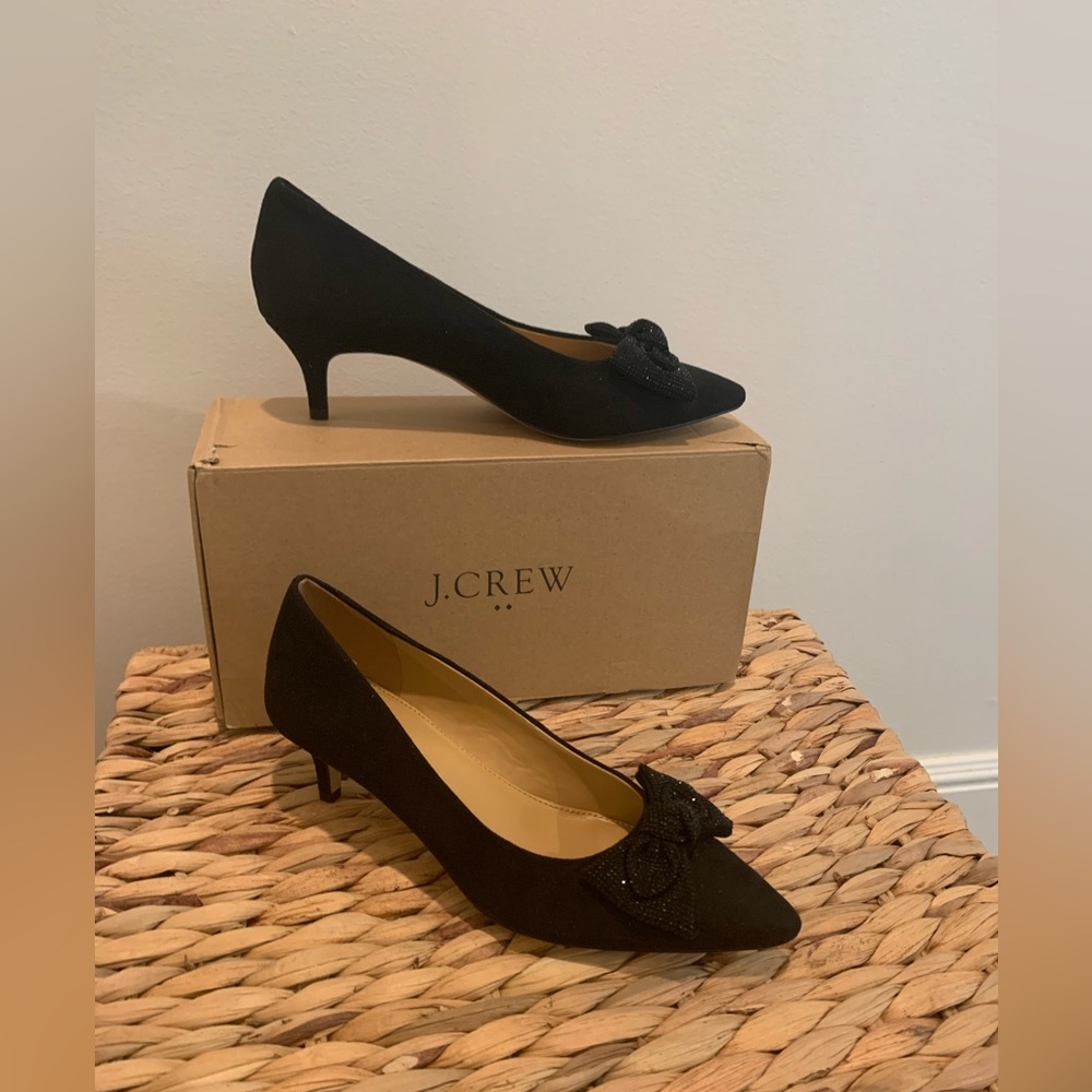 J Crew Crystal Bow Kitten Heels